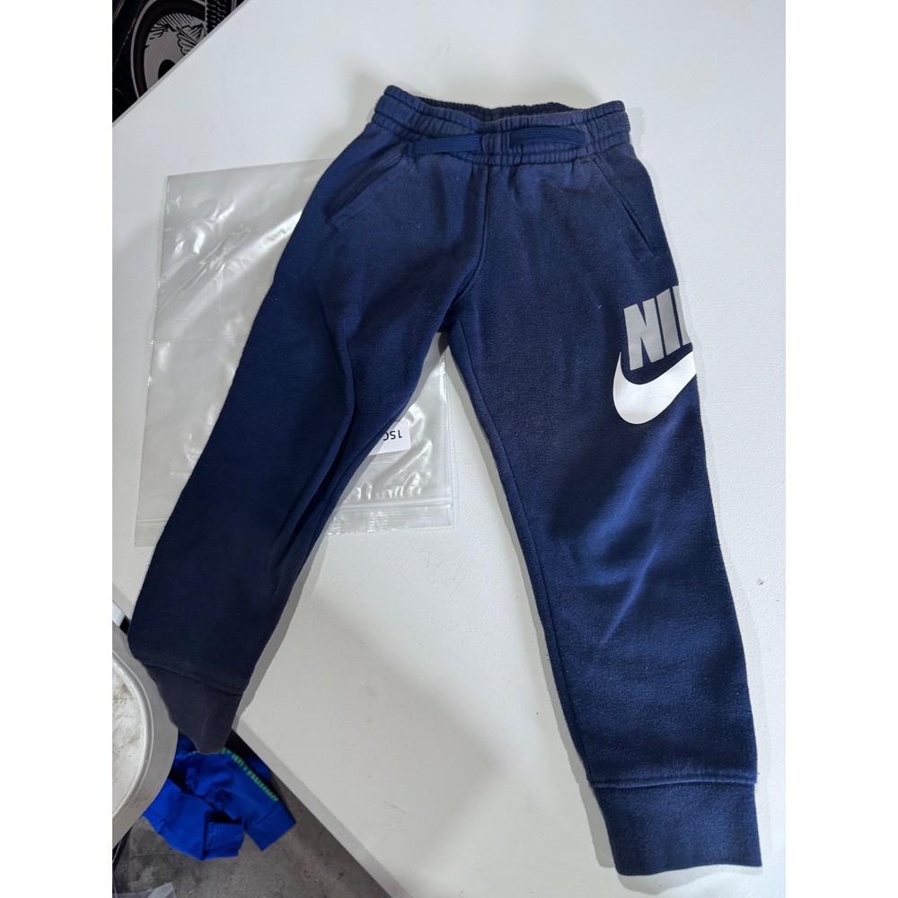 Nike Boys Navy Blue Fleece Joggers Futura Logo Sweatpants Size 5 4-5 YRS